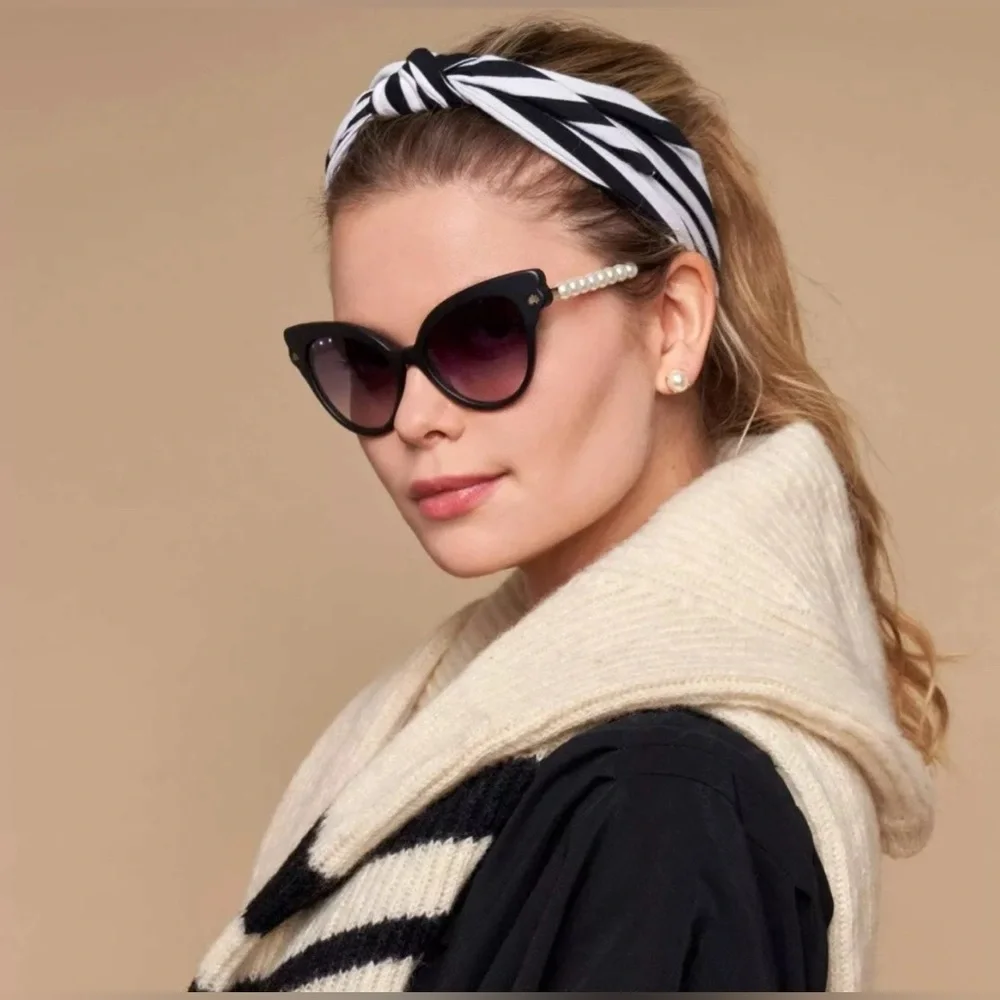 NWT LELE SADOUGHI SET‎ of 2 Betty Headbands Black & White LSHA376BW One Size